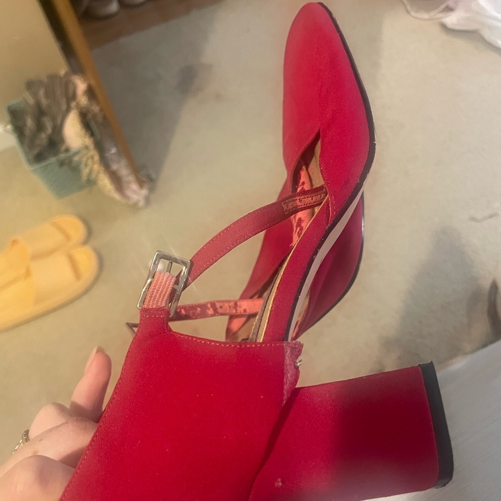 Red Women's Block Heel Shoes